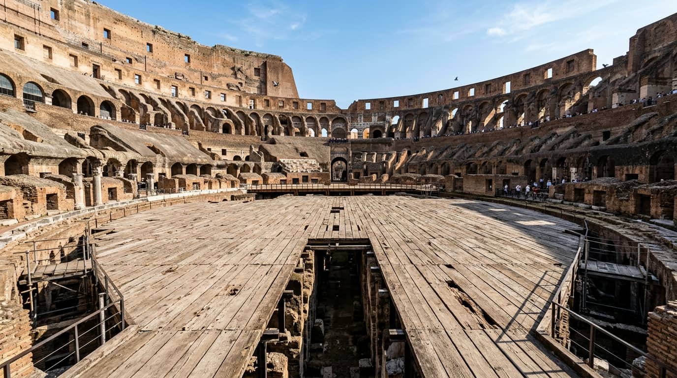 Visitors exploring inside the ancient Colosseum in Rome